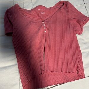 American Eagle Outfitters Ribbed Pink Top